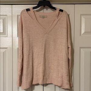 LOFT Women's Soft Pink V-Neck Sweater